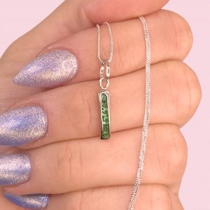 Cadena Veneziana Fina y Dije Medio Sinfin Esmeralda Plata 925